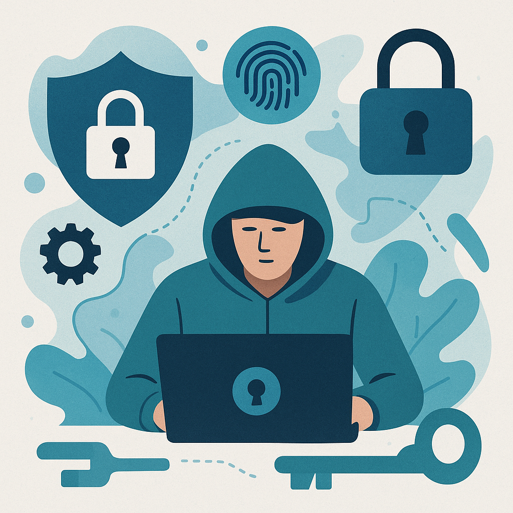 Illustration: Einführung in Ethical hacking. Hacking für Firmen. Legal